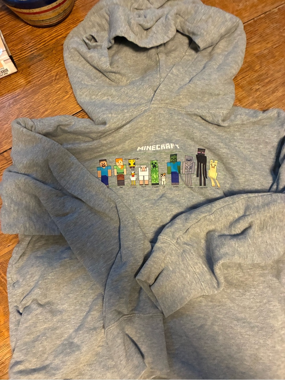 Minecraft Gray Hoodie with Character Lineup UT size 13